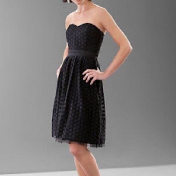 White House Black Market Polka Dot Tulle Strapless Fit & Flare Dress 8 Nwt - Picture 1 of 11